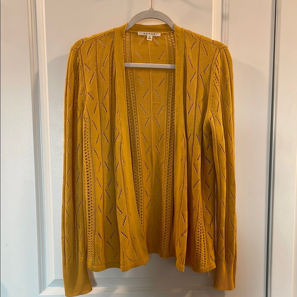 Cyrus Golden Yellow Knit Cardigan, Womens XL